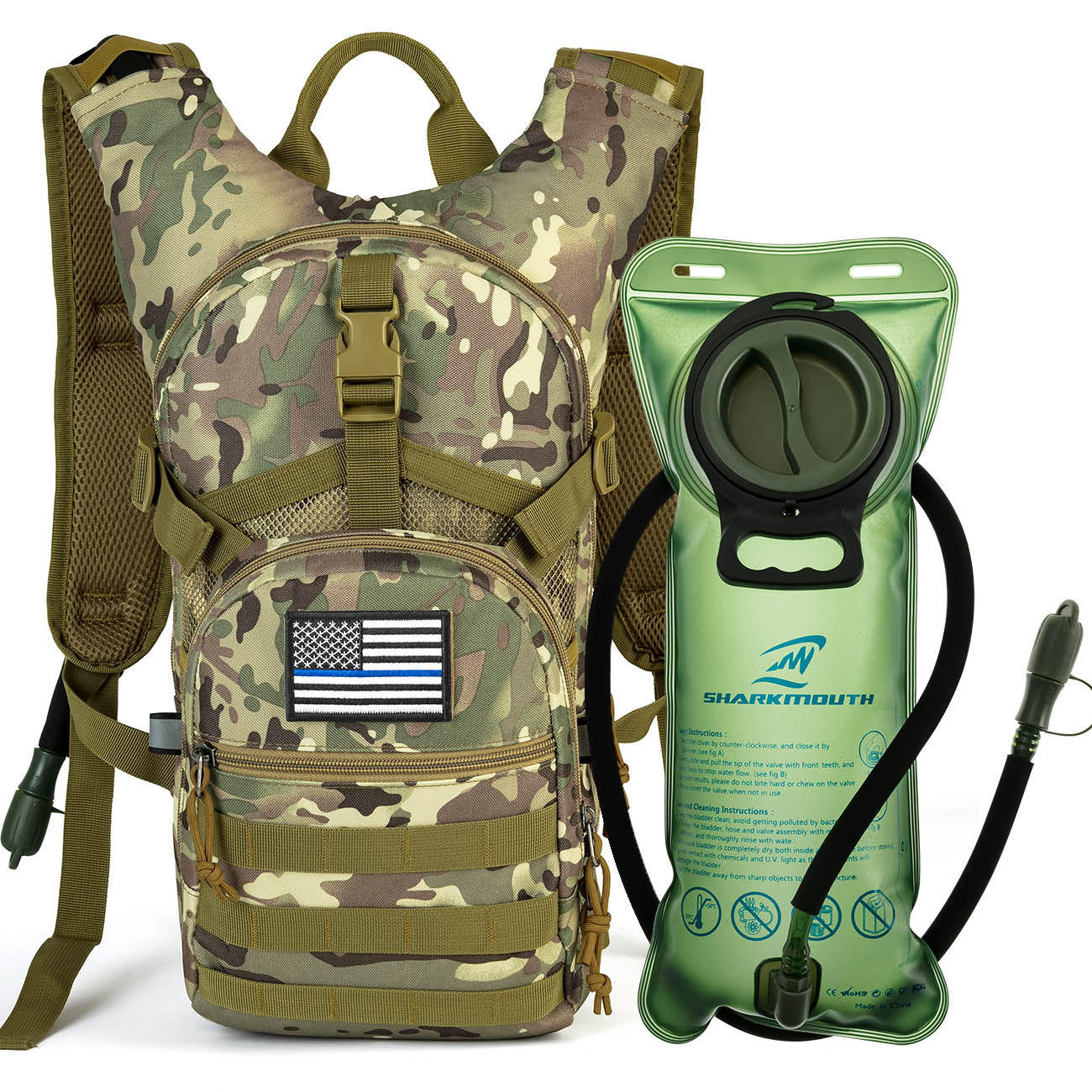 Hiking Hydration Pack Backpack With 2.5L Leak-Proof Water Bladder Bag DarkOrange