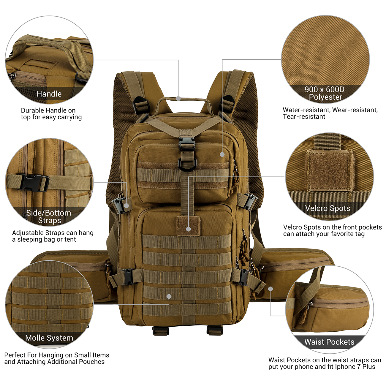 Desert Clay Tactical Backpack SharkMouth Sports