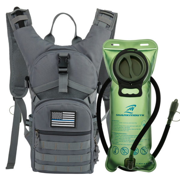 Gray Tactical Hydration Backpack SharkMouth Sports